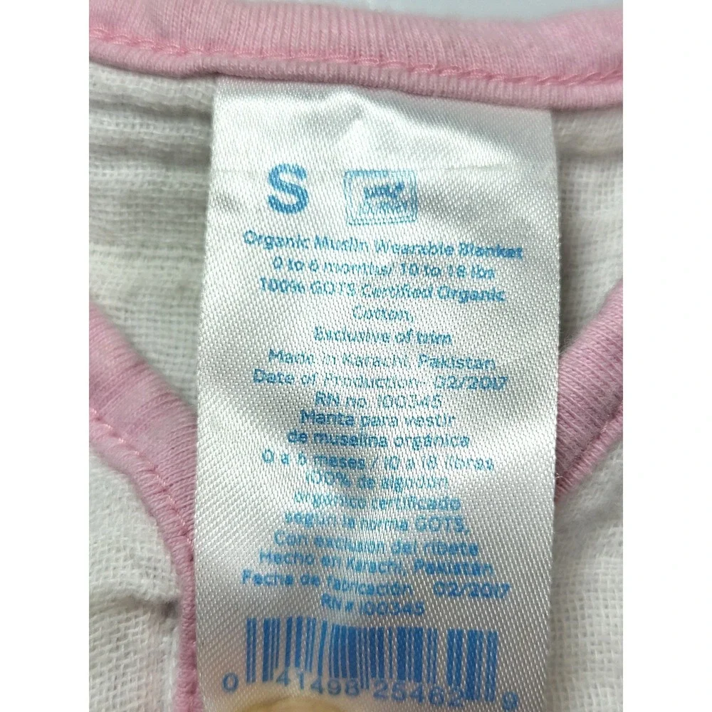Little Journey Organic Muslin Wearable Blanket Bird Print Pink Blue Girls Small